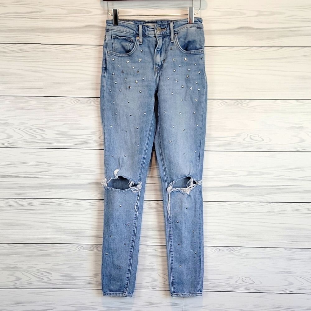 Levi's Premium 712 High Rise Skinny Jeans Distressed Womens Size Waist 24